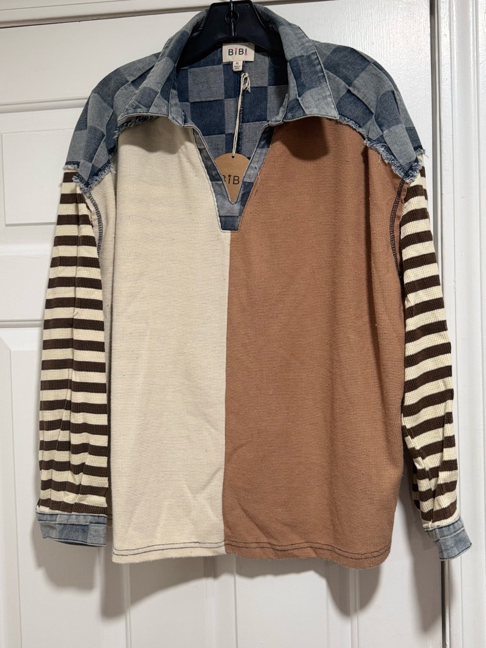 NWT Bibi Cutting Edge Checker Top